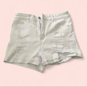 White Distressed Women's Shorts